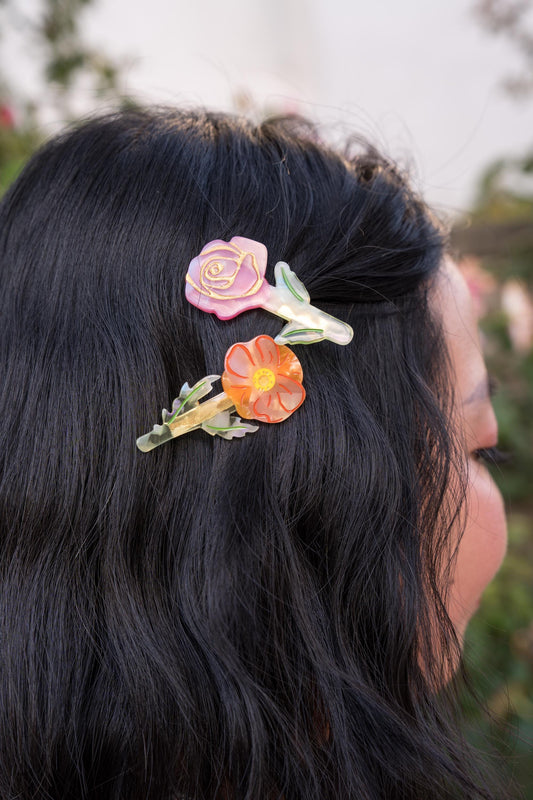 Poppy Hair Clip/Brooch//Cute Flower Hair Accessory for Women//Stylish Floral Gift//Trendy Hair Claw//Gift for Fashion Lover
