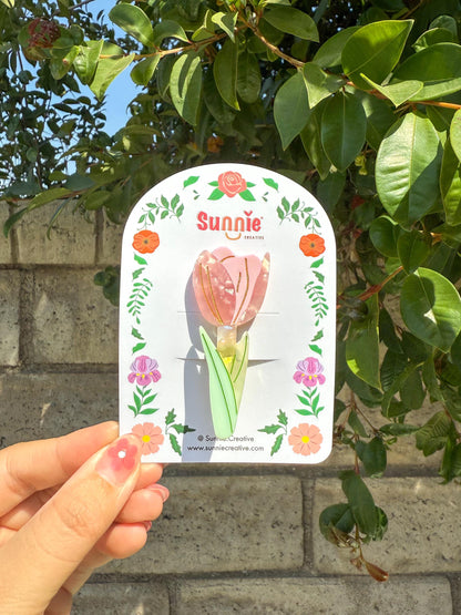 Tulip Hair Clip/Brooch//Cute Flower Hair Accessory for Women//Stylish Floral Gift//Trendy Hair Claw//Gift for Fashion Lover