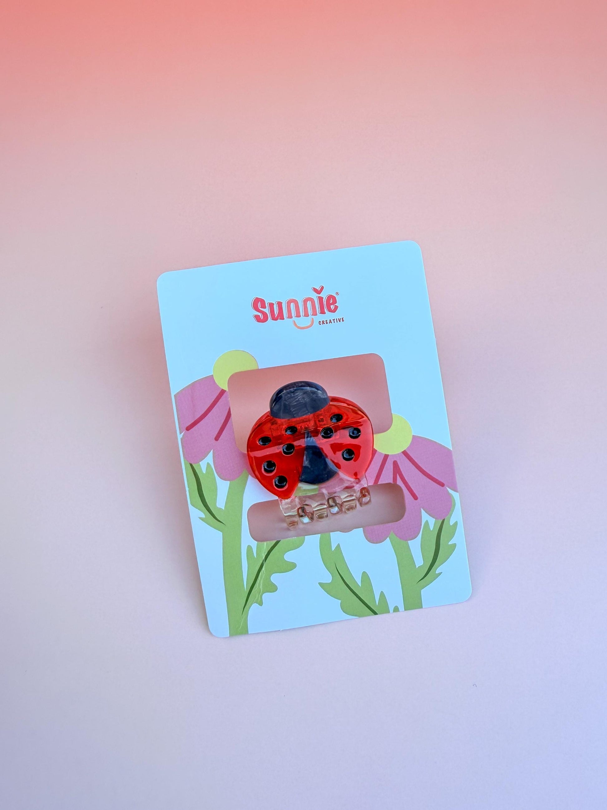 Mini Lady Bug Hair Claw Clip//Cute Lady Bug Hair Accessory for Women//Stylish Floral Gift//Trendy Hair Claw//Gift for Fashion Lover