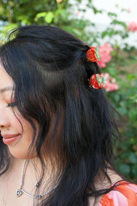 Mini Mismatch Double Side Tomato Claw Clip//Cute Hair Accessory for Women//Stylish Foodie Gift//Trendy Hair Claw//Gift for Fashion Lover