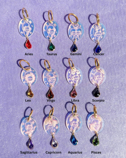 Zodiac Cat Earrings//Zodiac Sign//Lightweight Jewelry Gift for Cat Lovers//Unique Handmade Accessories//Cat Art