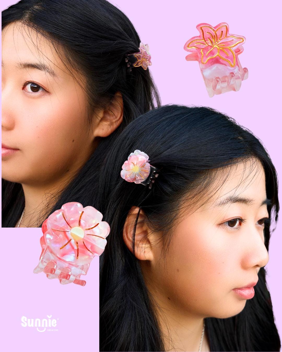 Mini Cherry Blossom Hair Claw Clip//Cute Pink Flower Hair Accessory for Women//Stylish Floral Gift//Trendy Hair Claw//Gift for Fashion Lover