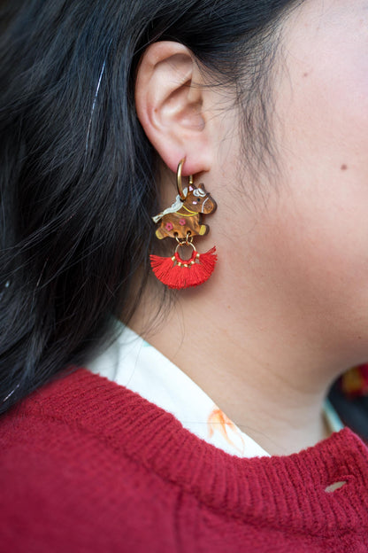 Fire Horse Earrings: Acrylic Lunar New Year Statement Jewelry