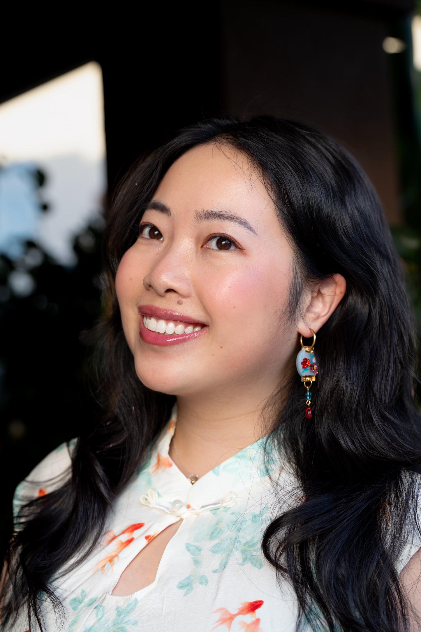 Plum Blossom Lantern Earrings: Acrylic Lunar New Year Statement Jewelry