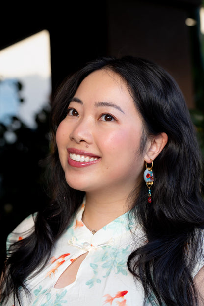 Plum Blossom Lantern Earrings: Acrylic Lunar New Year Statement Jewelry