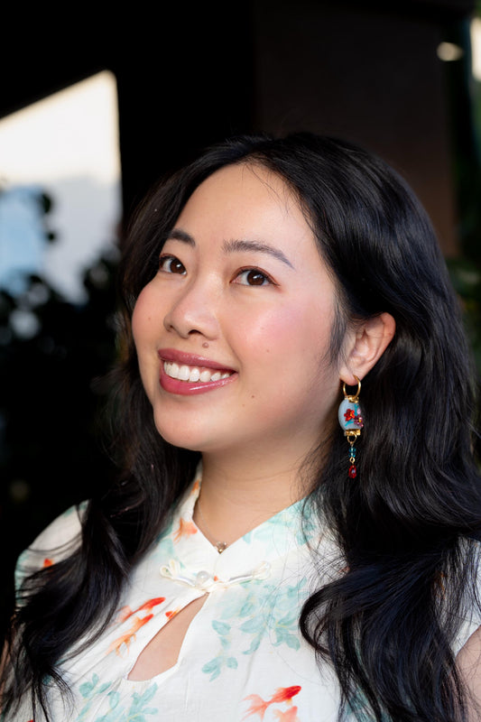 Plum Blossom Lantern Earrings: Acrylic Lunar New Year Statement Jewelry