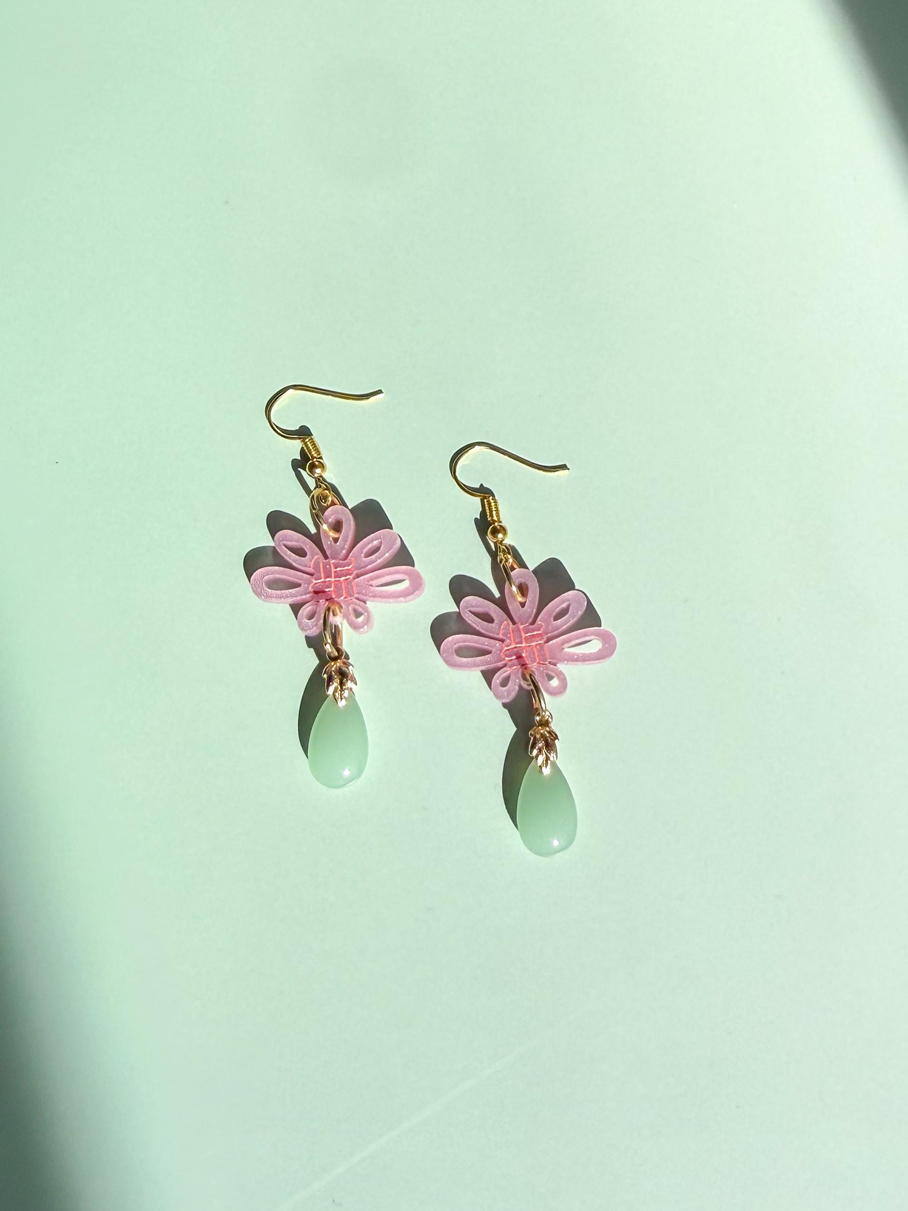 Lucky Jade Knott Earrings: Acrylic Lunar New Year Statement Jewelry