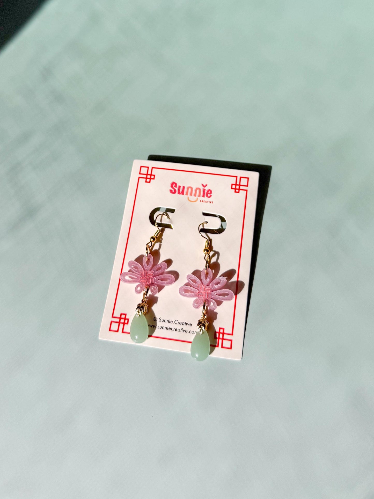 Lucky Jade Knott Earrings: Acrylic Lunar New Year Statement Jewelry