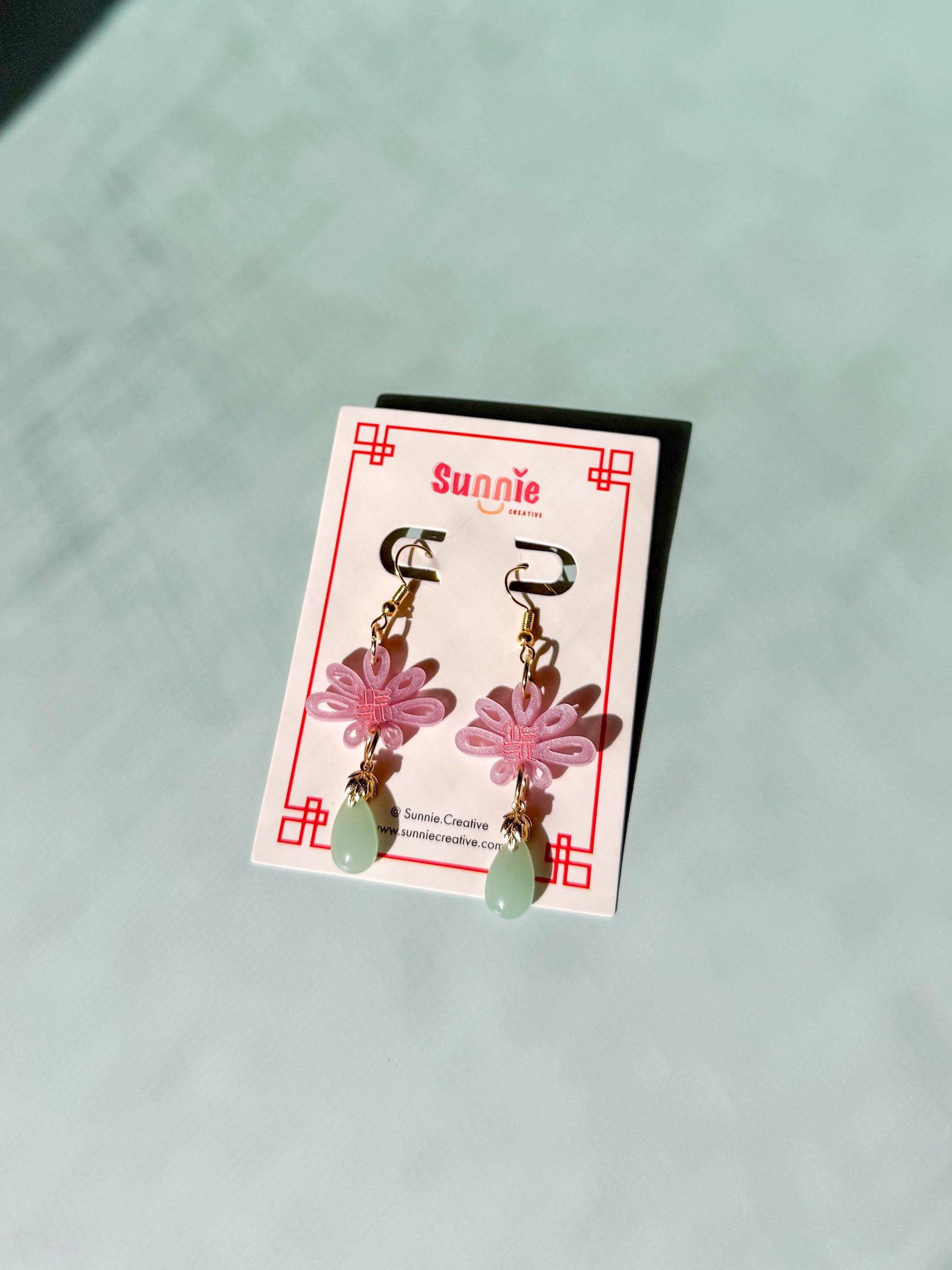 Lucky Jade Knott Earrings: Acrylic Lunar New Year Statement Jewelry