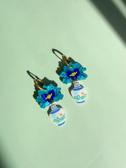Peony Vase Earrings: Acrylic Lunar New Year Statement Jewelry