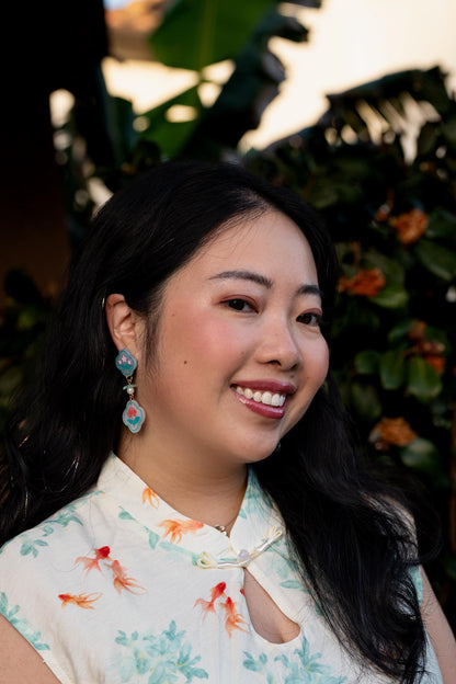 Blossom Duet Earrings: Acrylic Lunar New Year Statement Jewelry