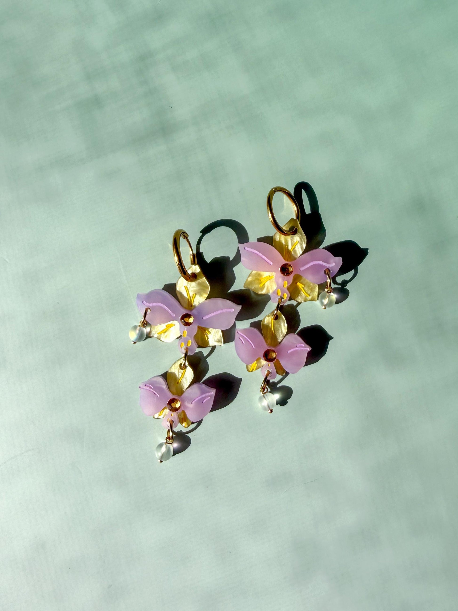 Orchid Earrings: Acrylic Lunar New Year Statement Jewelry