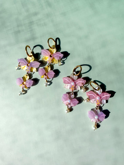 Orchid Earrings: Acrylic Lunar New Year Statement Jewelry