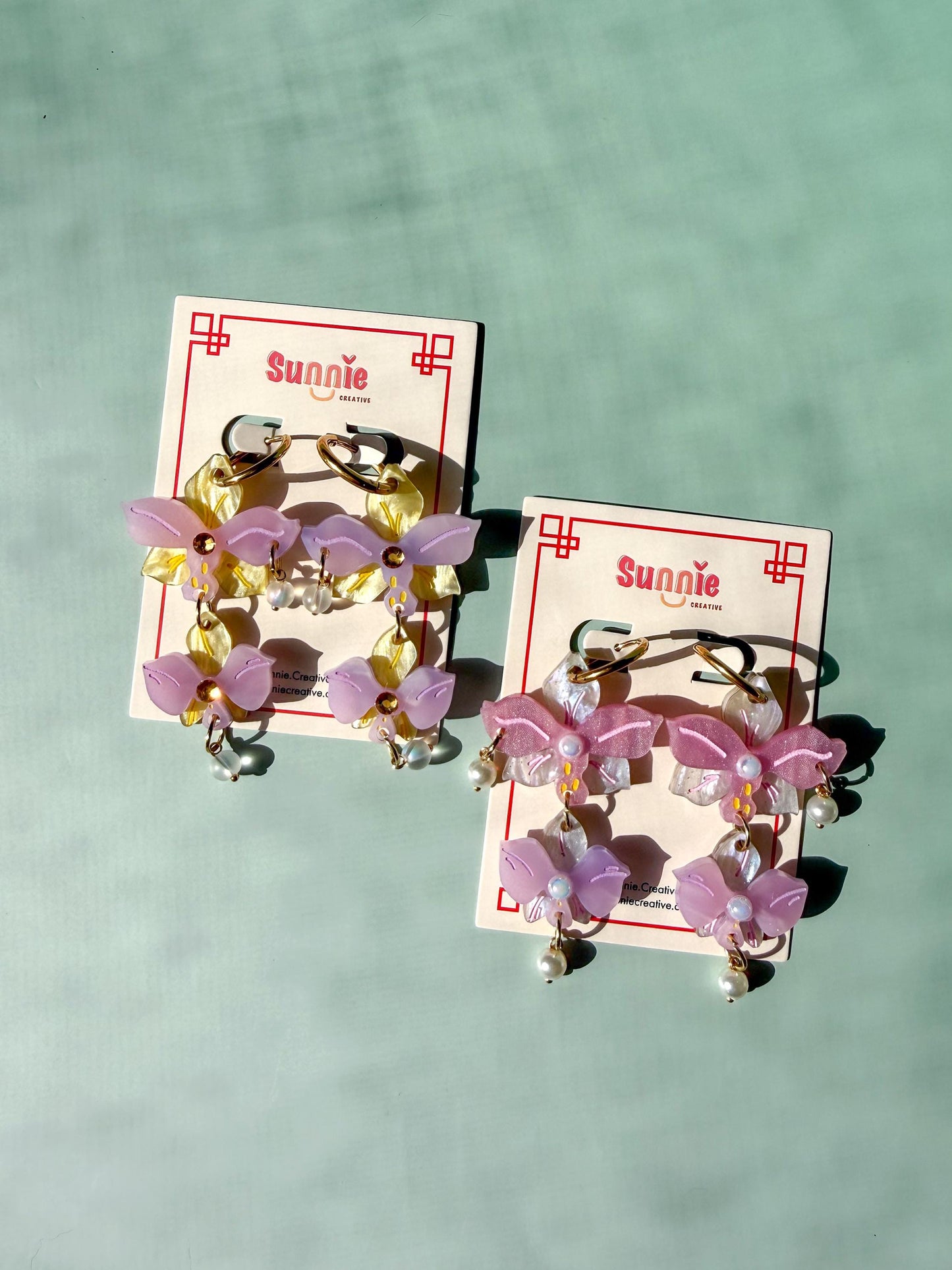 Orchid Earrings: Acrylic Lunar New Year Statement Jewelry