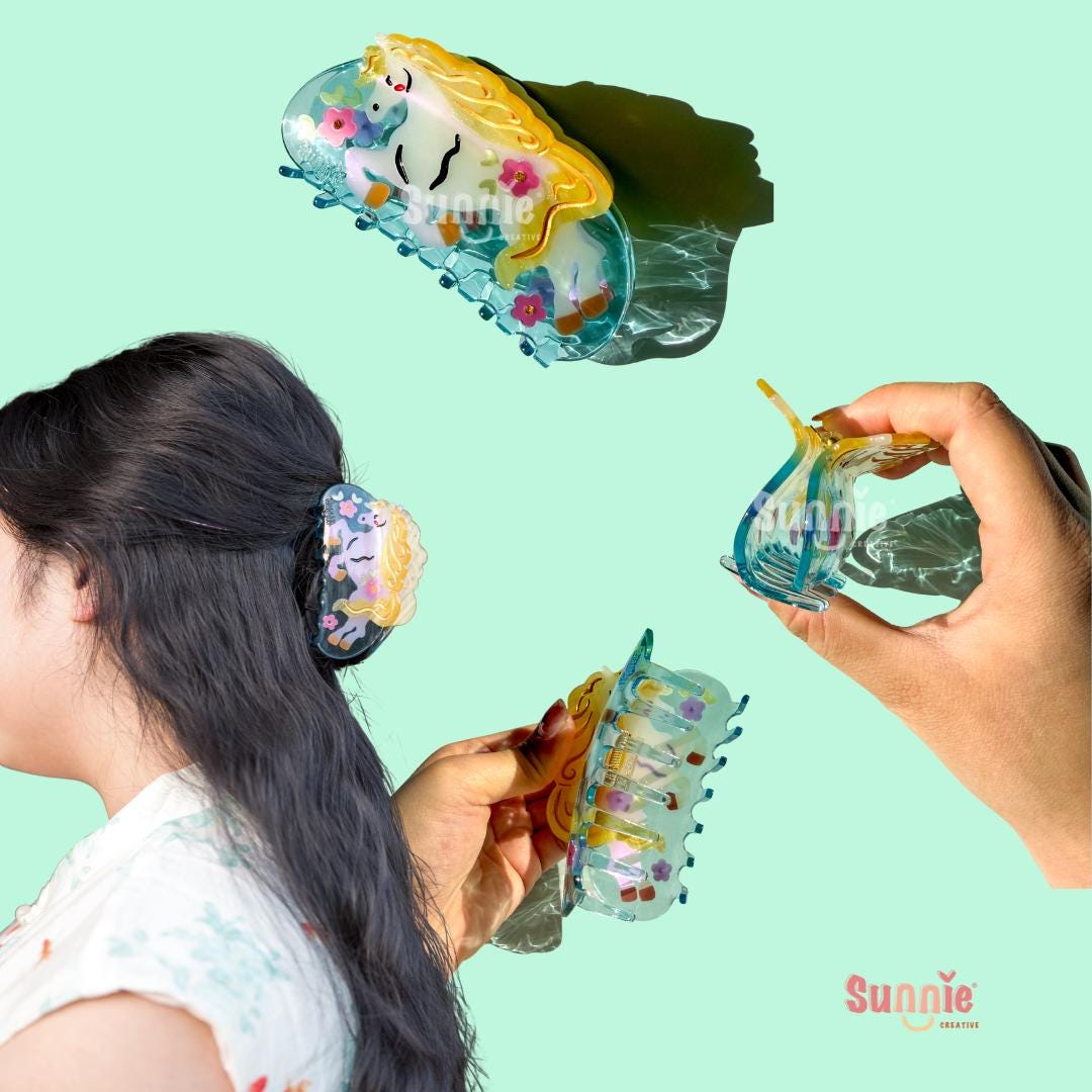 Lucky Horse Hair Claw Clip: Cellulose Acetate Year of the HorseAnimal Accessory