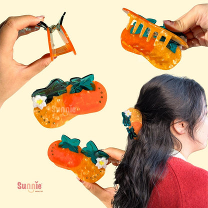 Persimmon Hair Claw Clip: Cellulose Acetate Fruit Accessory