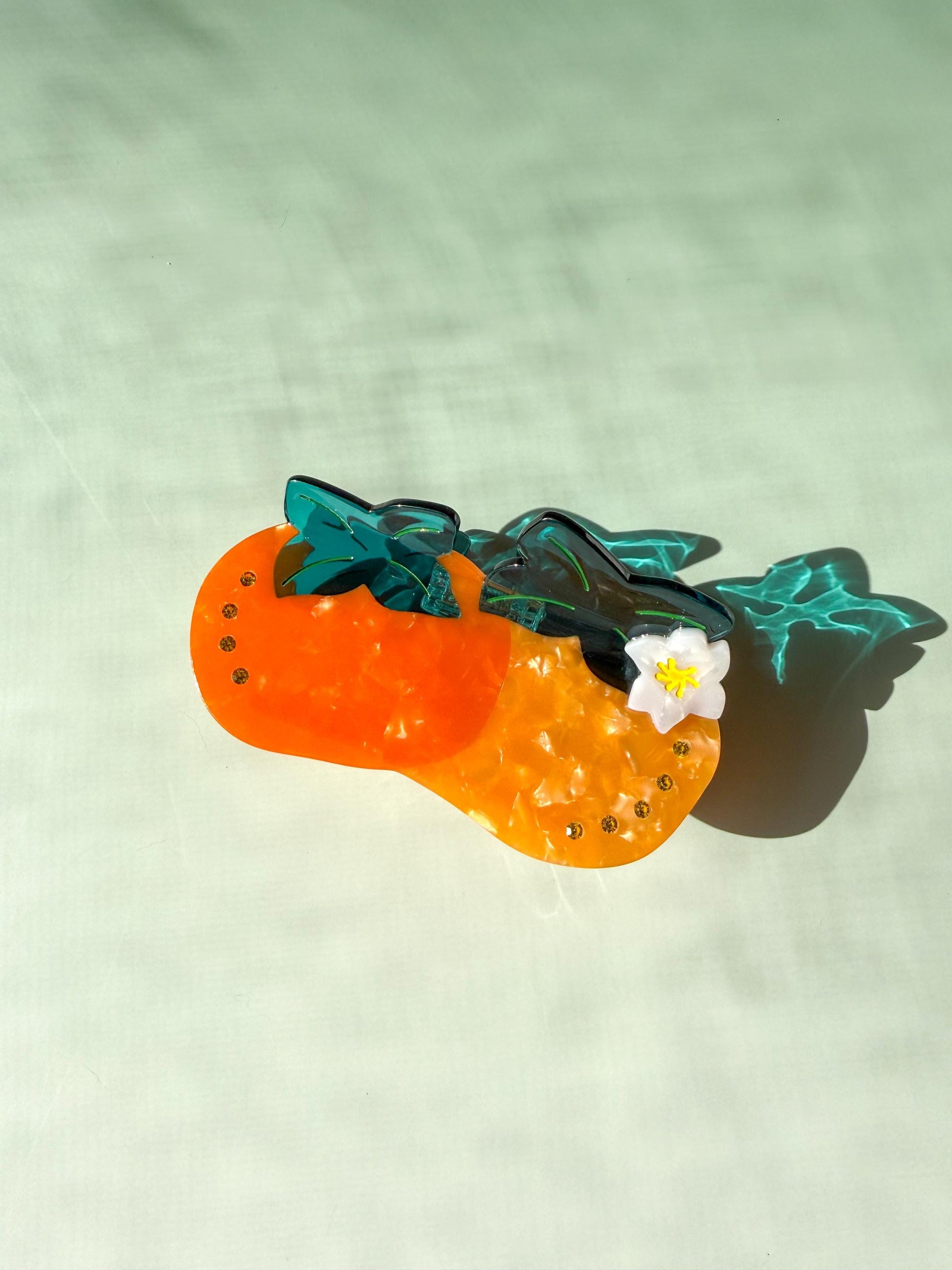 Persimmon Hair Claw Clip: Cellulose Acetate Fruit Accessory