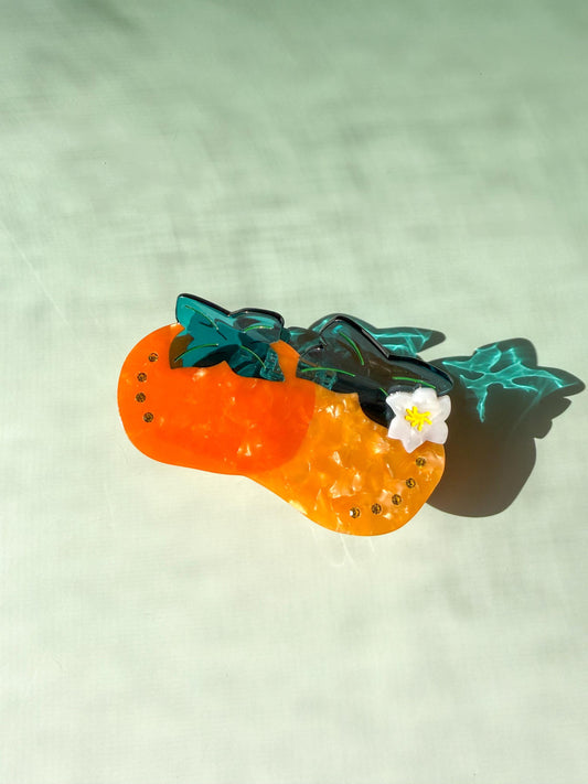 Persimmon Hair Claw Clip: Cellulose Acetate Fruit Accessory