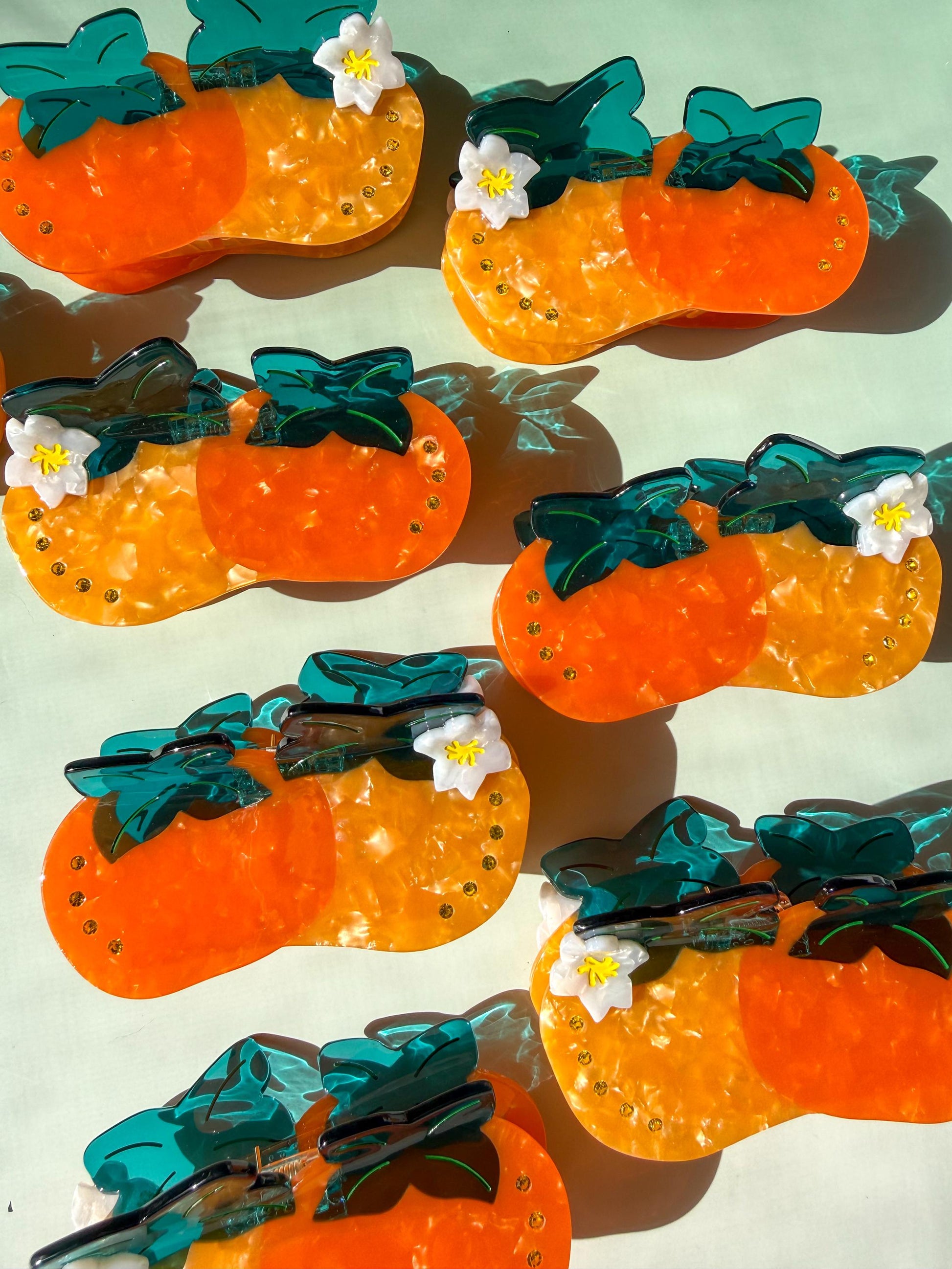 Persimmon Hair Claw Clip: Cellulose Acetate Fruit Accessory