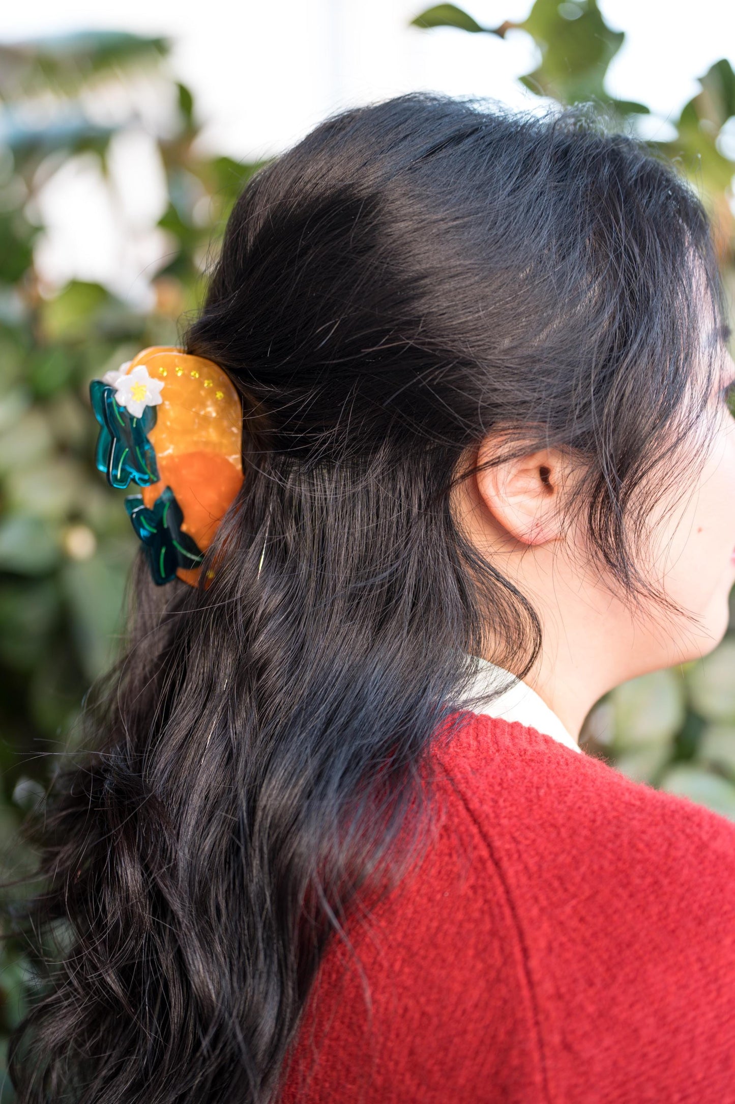 Persimmon Hair Claw Clip: Cellulose Acetate Fruit Accessory