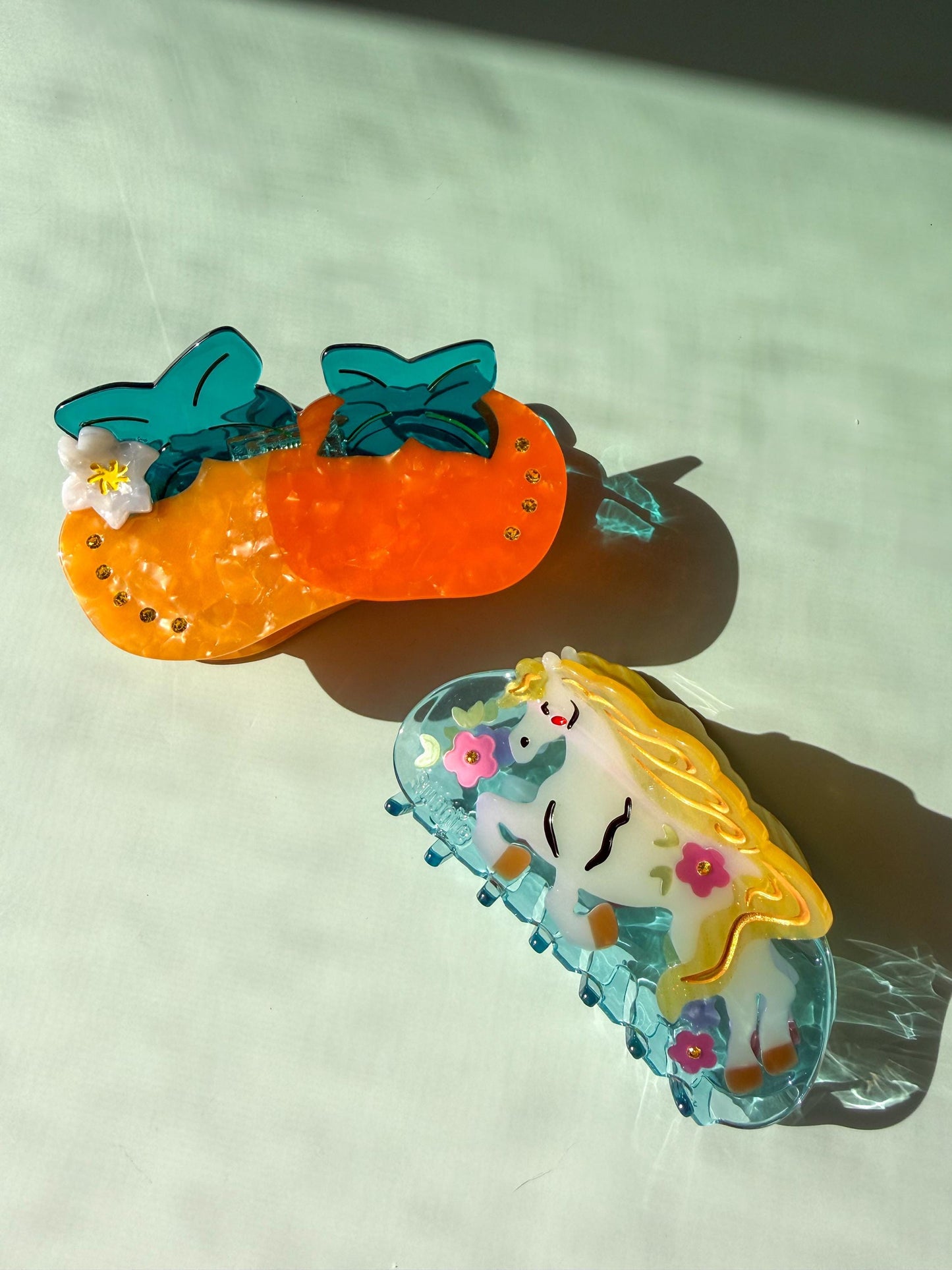 Persimmon Hair Claw Clip: Cellulose Acetate Fruit Accessory