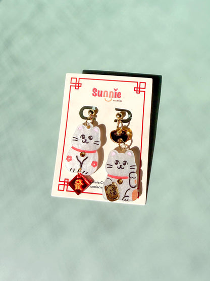 Lucky Cat Earrings: Acrylic Lunar New Year Statement Jewelry