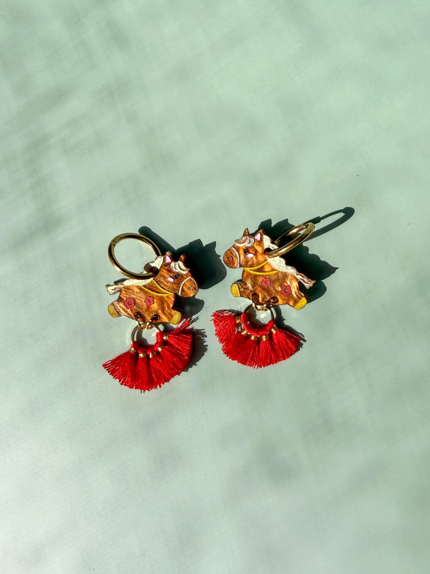 Fire Horse Earrings: Acrylic Lunar New Year Statement Jewelry