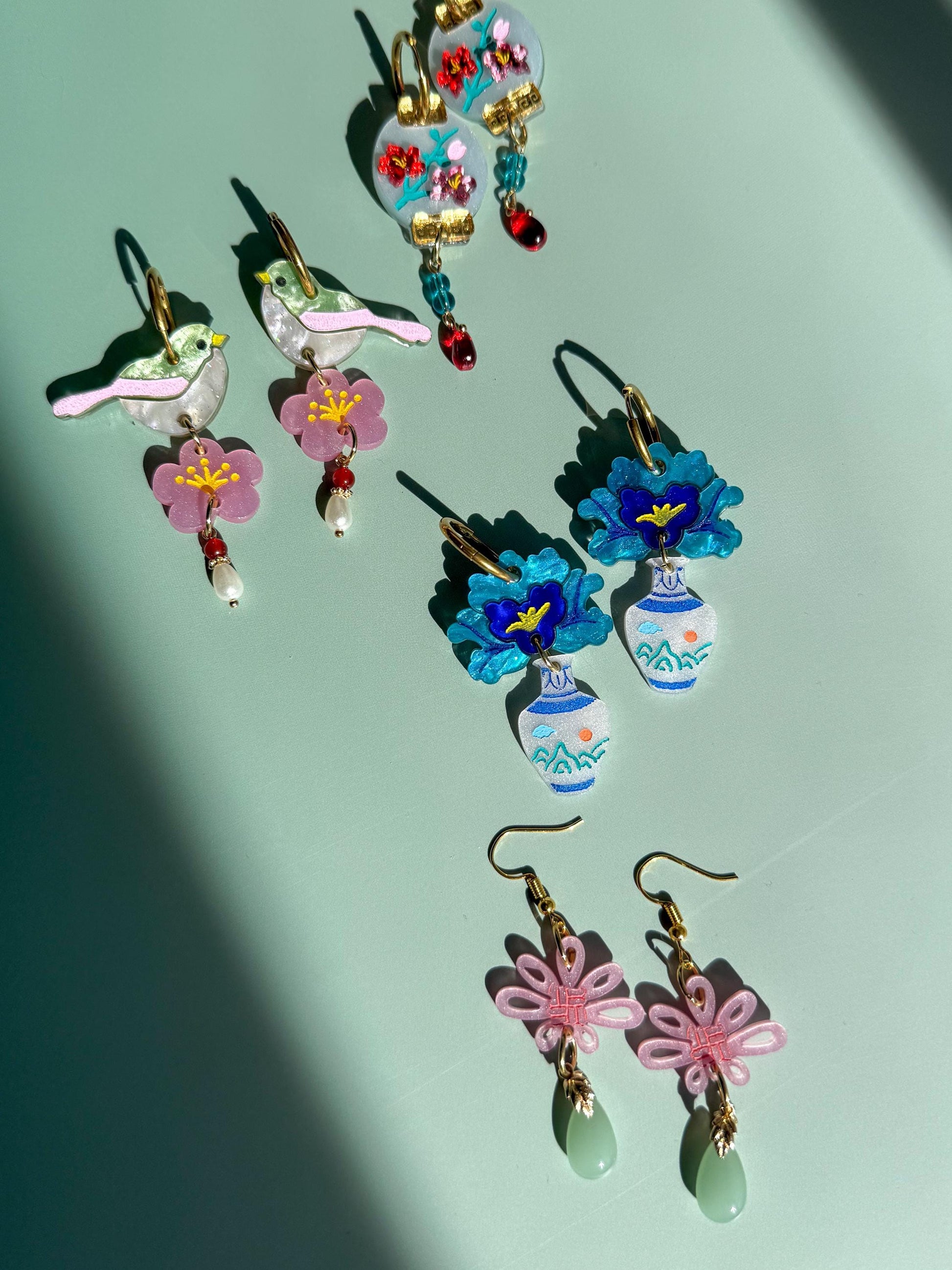 Lucky Jade Knott Earrings: Acrylic Lunar New Year Statement Jewelry