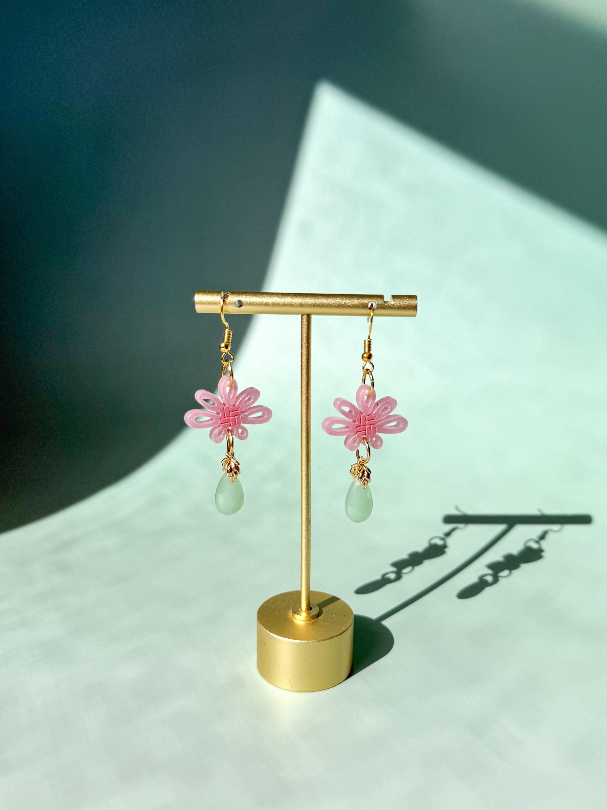 Lucky Jade Knott Earrings: Acrylic Lunar New Year Statement Jewelry