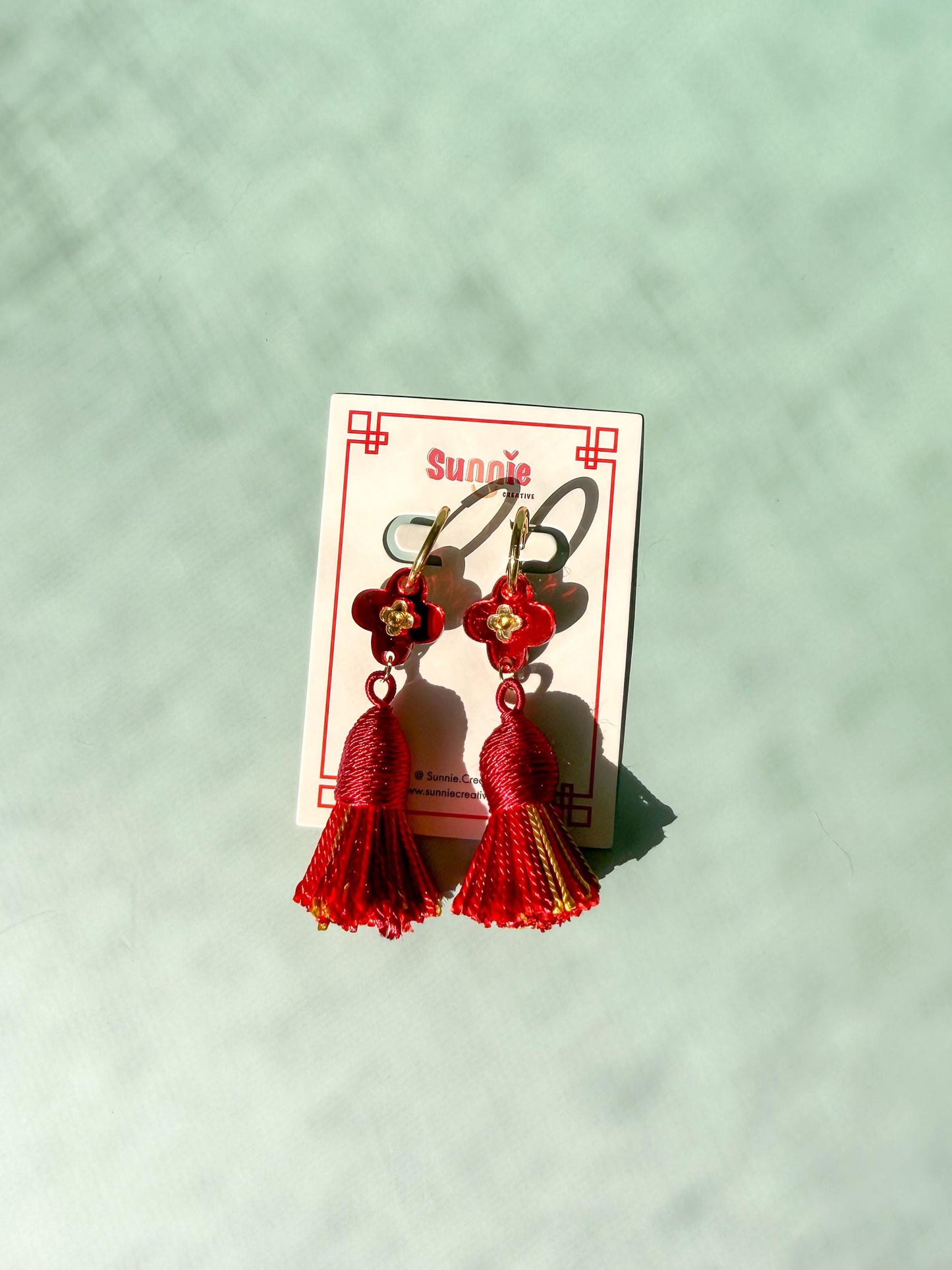 Prosperity Tassels Earrings: Acrylic Lunar New Year Statement Jewelry