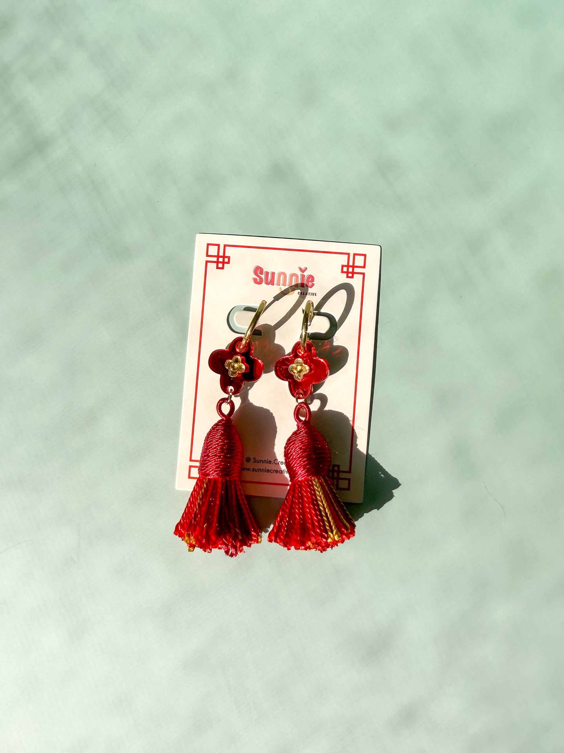 Prosperity Tassels Earrings: Acrylic Lunar New Year Statement Jewelry