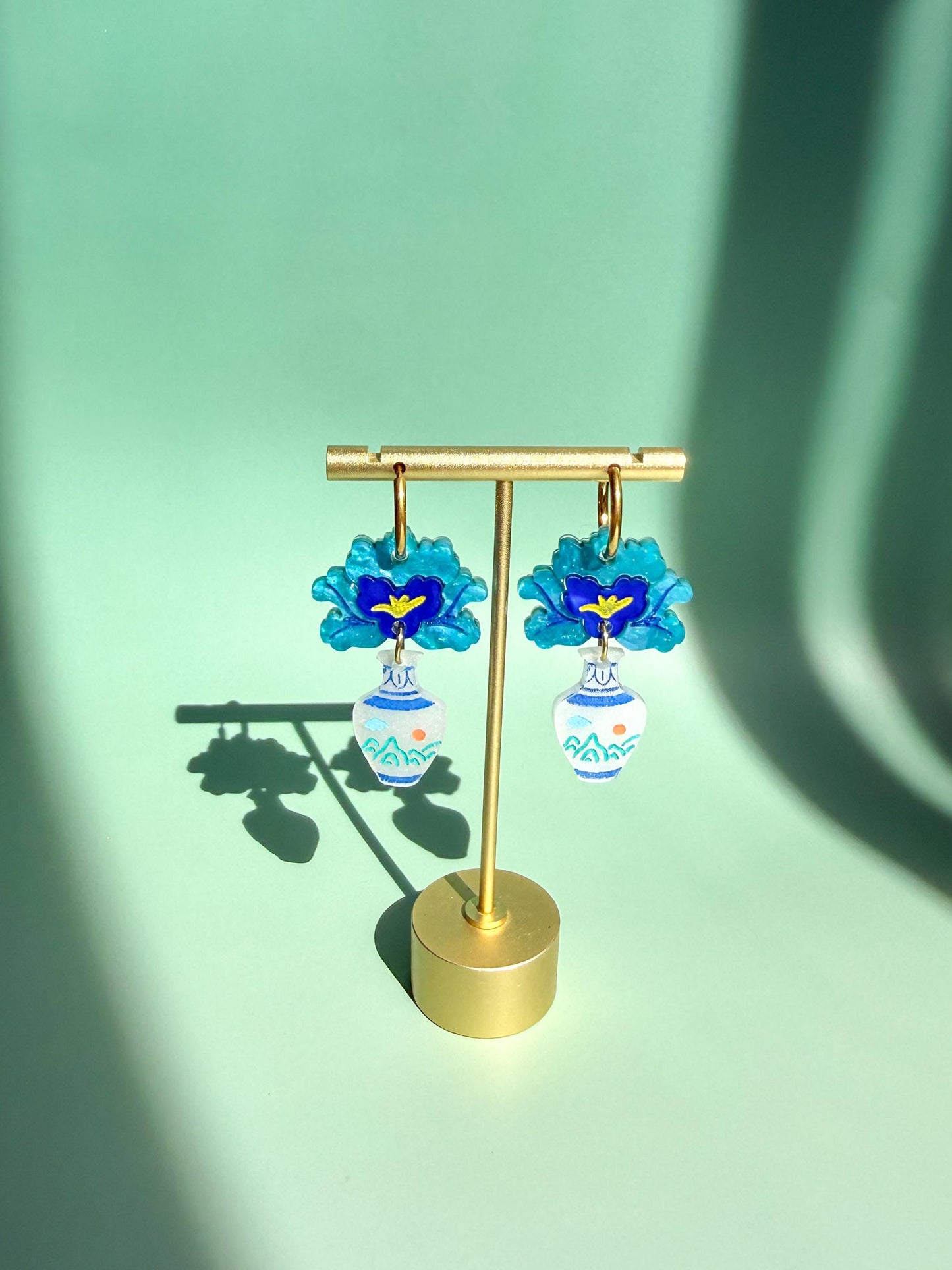 Peony Vase Earrings: Acrylic Lunar New Year Statement Jewelry