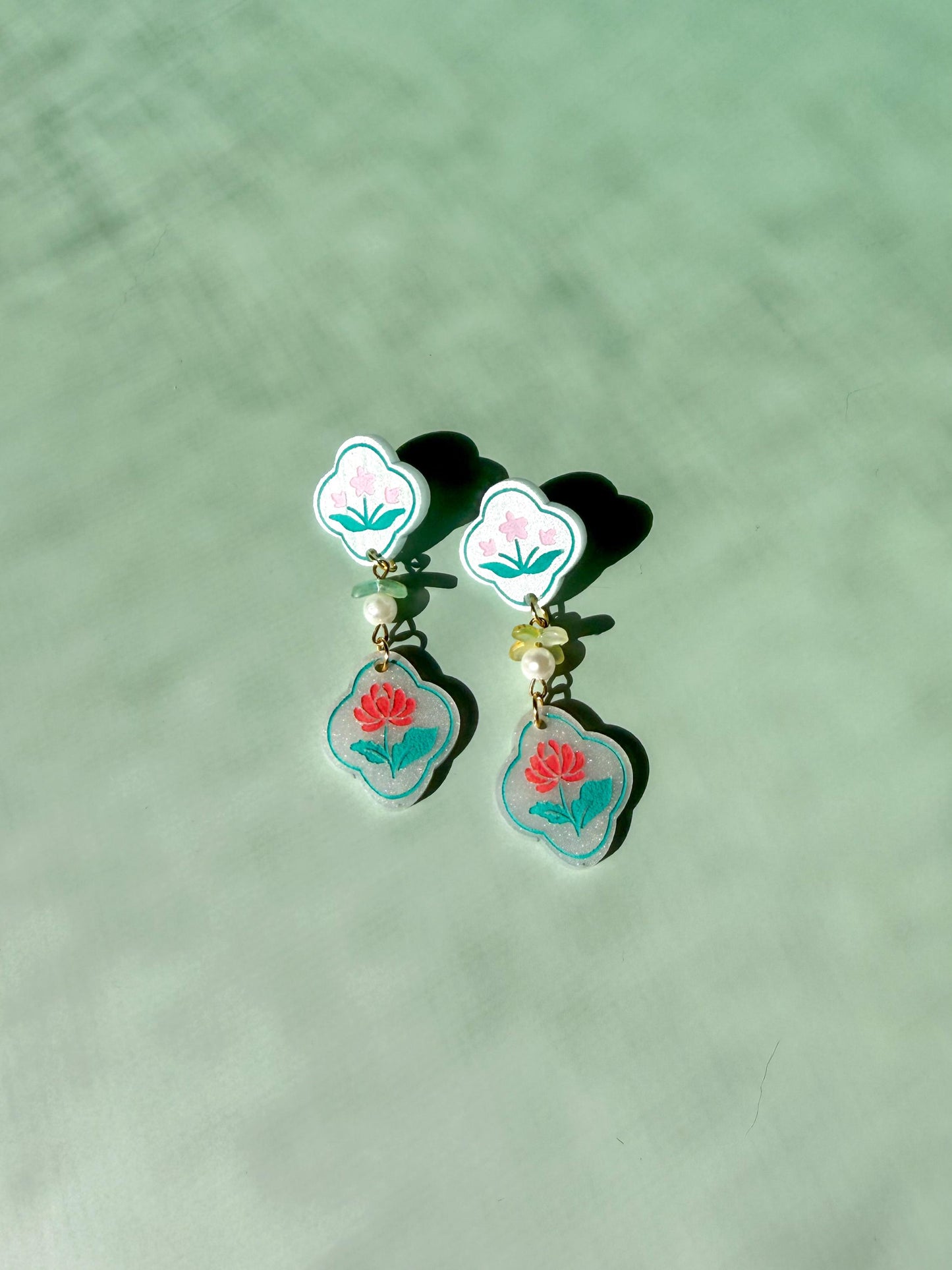 Blossom Duet Earrings: Acrylic Lunar New Year Statement Jewelry