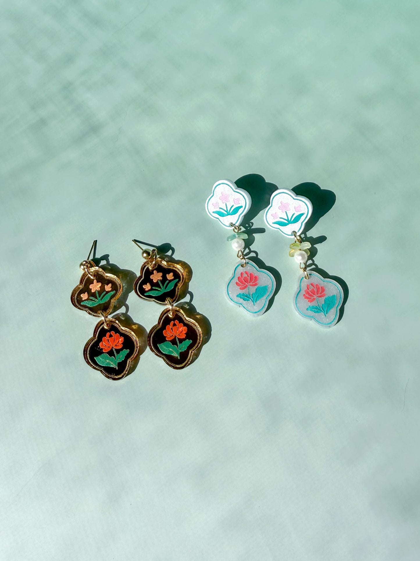 Blossom Duet Earrings: Acrylic Lunar New Year Statement Jewelry