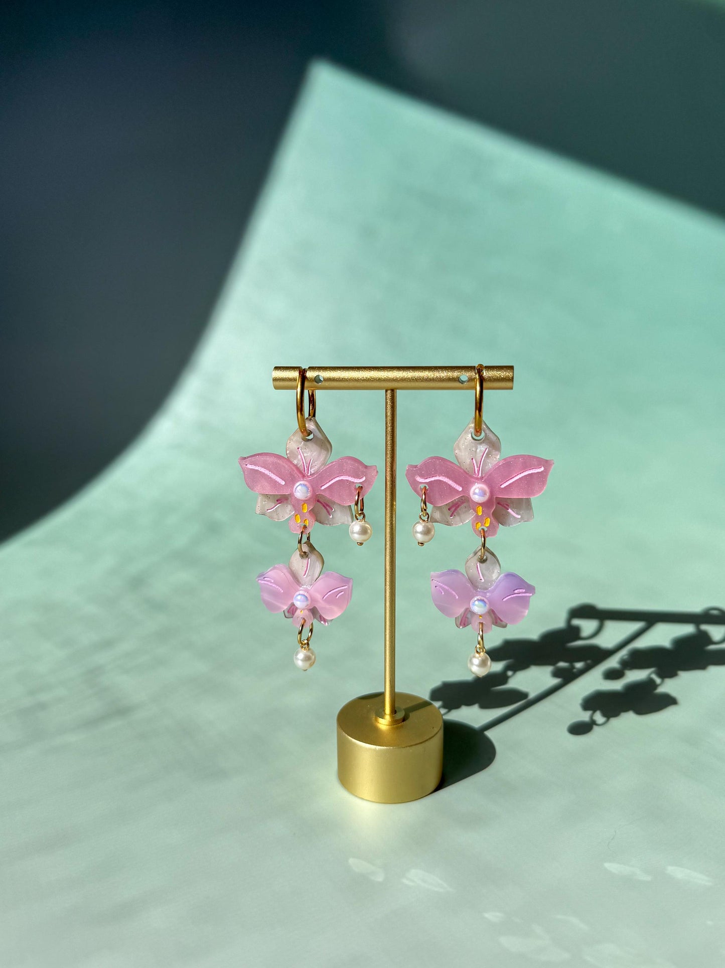 Orchid Earrings: Acrylic Lunar New Year Statement Jewelry