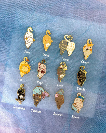 Zodiac Cat Enamel Pin: Zodiac, Cat Lover Birthday Gift