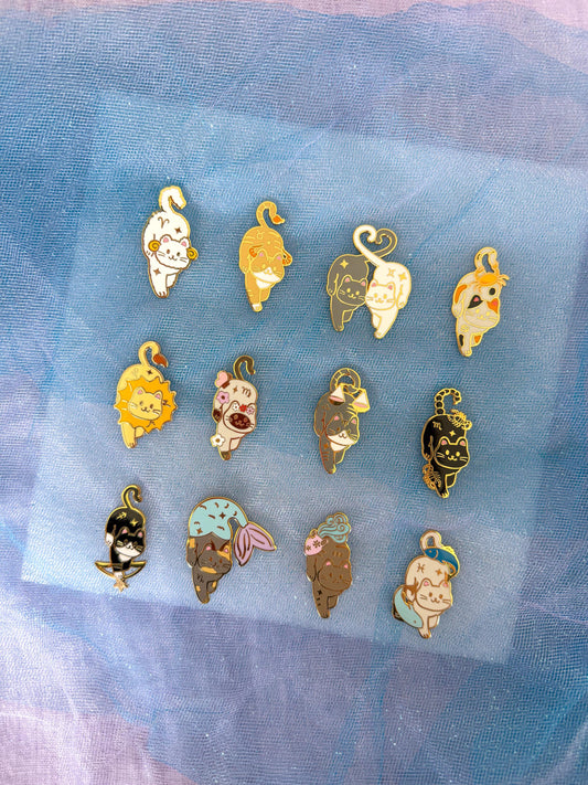 Zodiac Cat Enamel Pin: Zodiac, Cat Lover Birthday Gift
