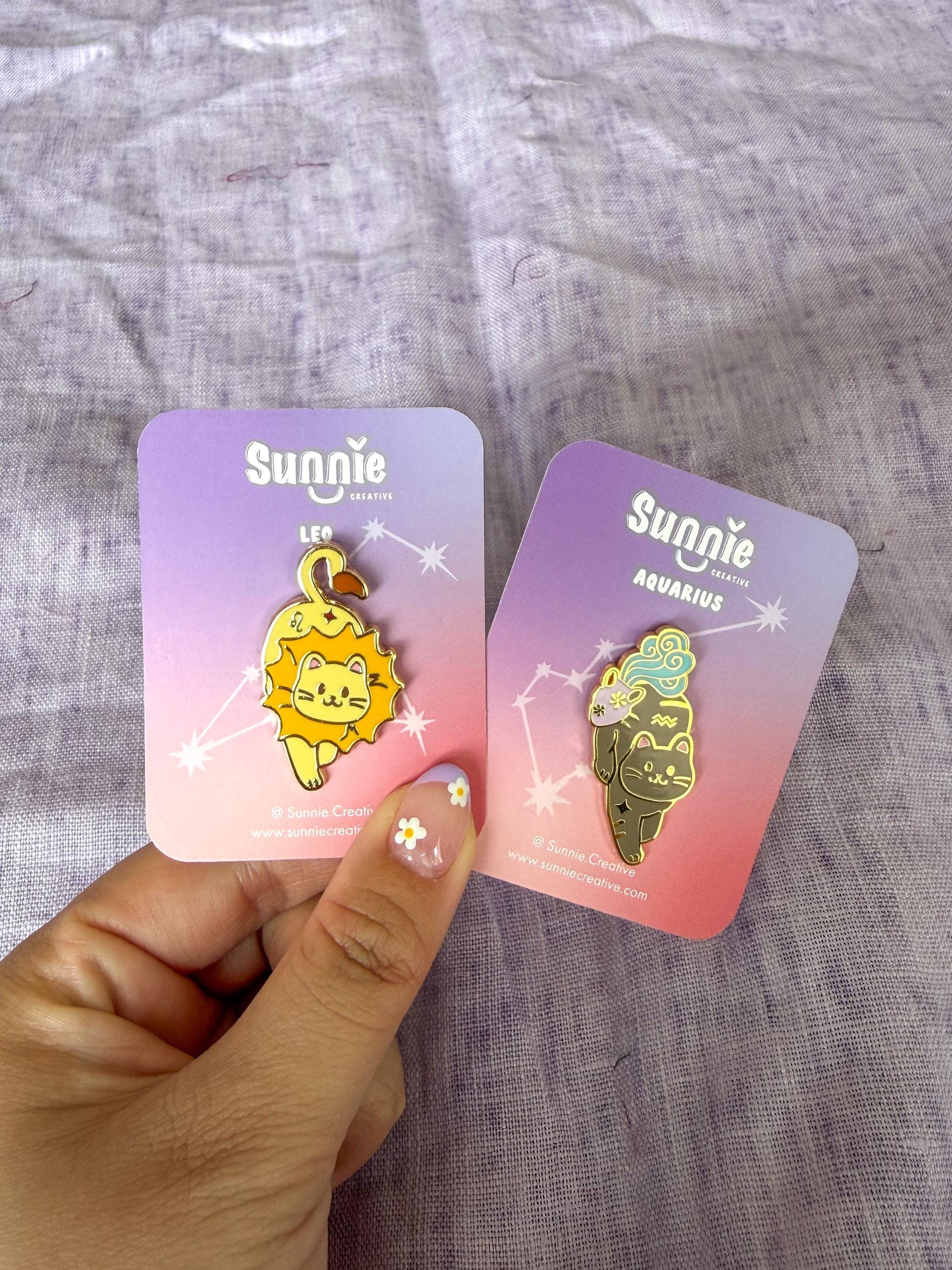 Zodiac Cat Enamel Pin: Zodiac, Cat Lover Birthday Gift