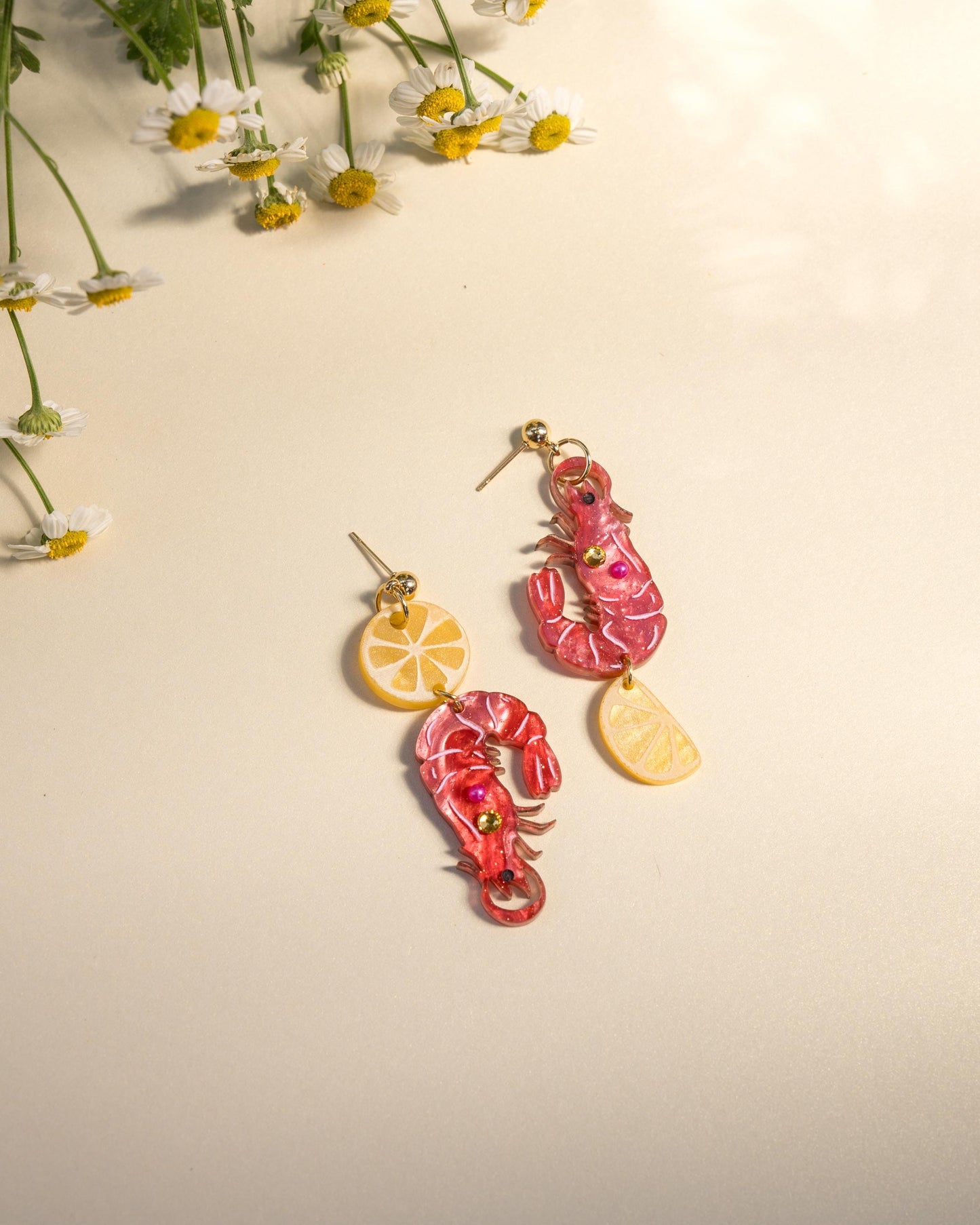 Shrimp Cocktail Earrings//Statement Earring//Acrylic Earring//Summer Earrings//Summer Vibe