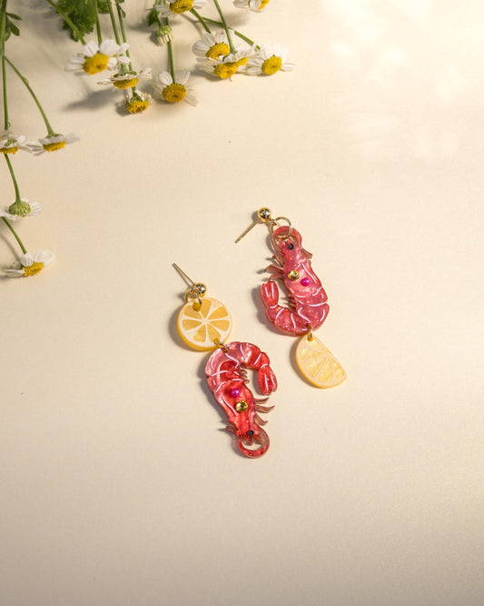Shrimp Cocktail Earrings//Statement Earring//Acrylic Earring//Summer Earrings//Summer Vibe