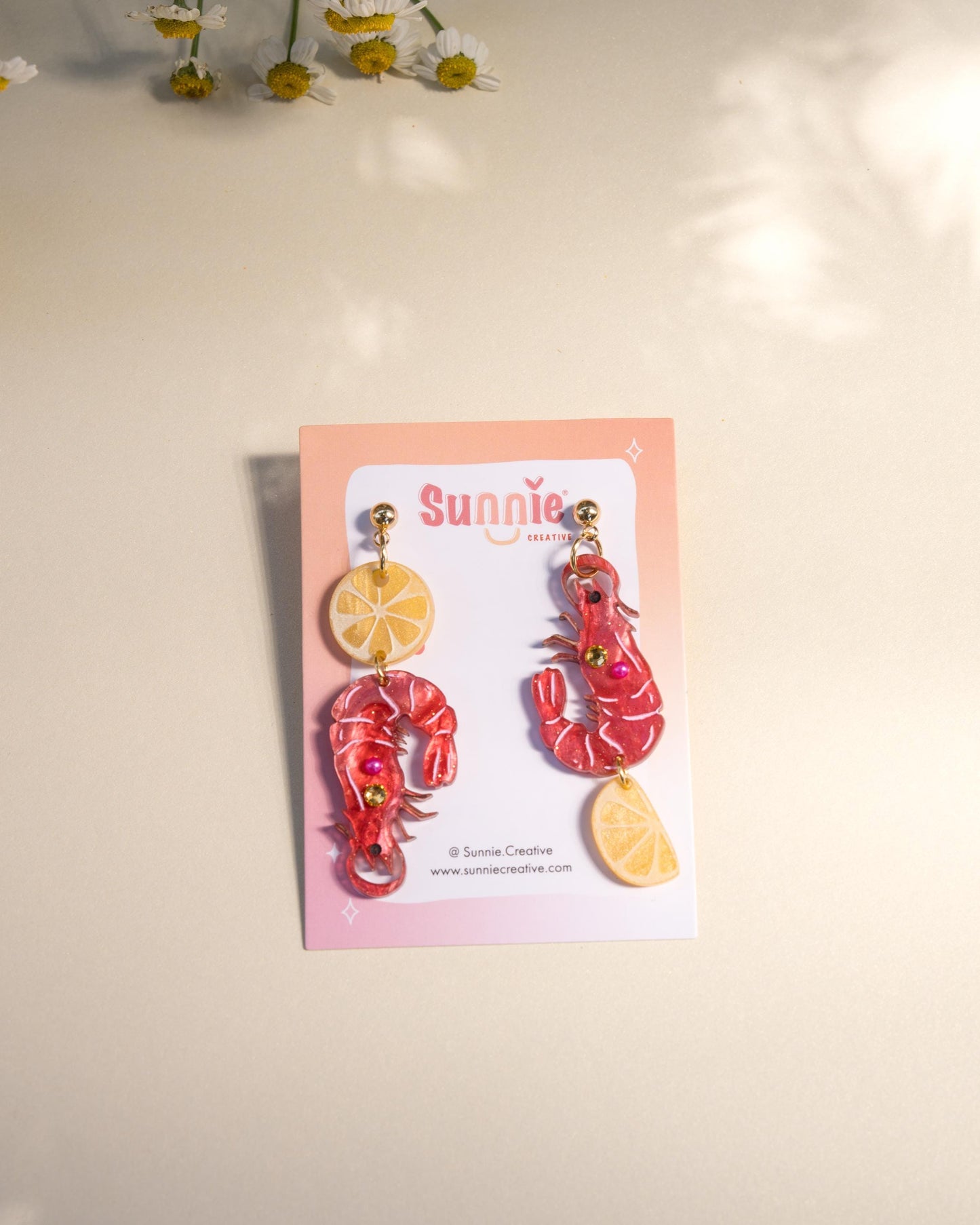 Shrimp Cocktail Earrings//Statement Earring//Acrylic Earring//Summer Earrings//Summer Vibe