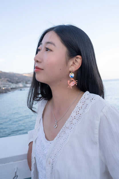 Beach Time Crab Earrings//Statement Earring//Acrylic Earring//Summer Earrings//Summer Vibe