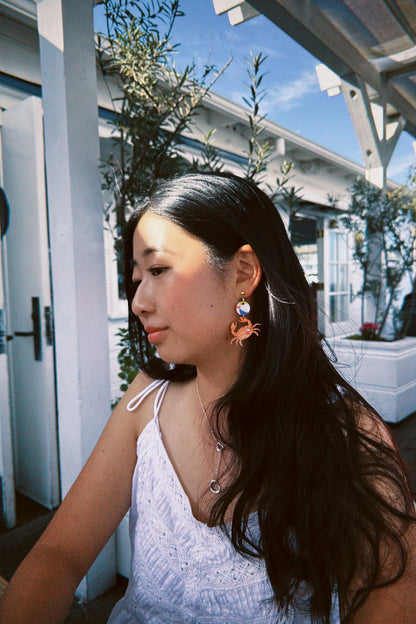 Beach Time Crab Earrings//Statement Earring//Acrylic Earring//Summer Earrings//Summer Vibe