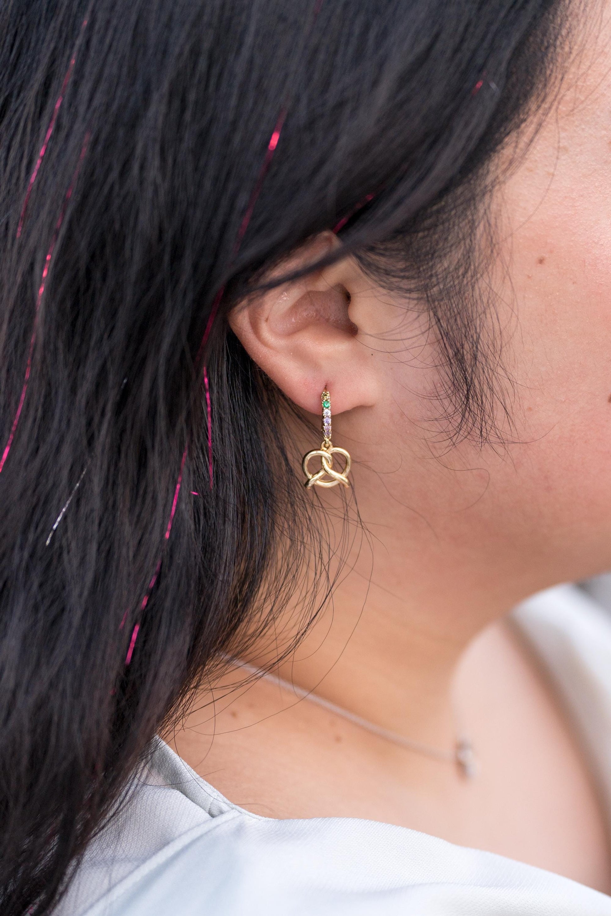 Croissant and Pretzel Earrings//Statement Earring//Acrylic Earring//Summer Earrings//Summer Vibe