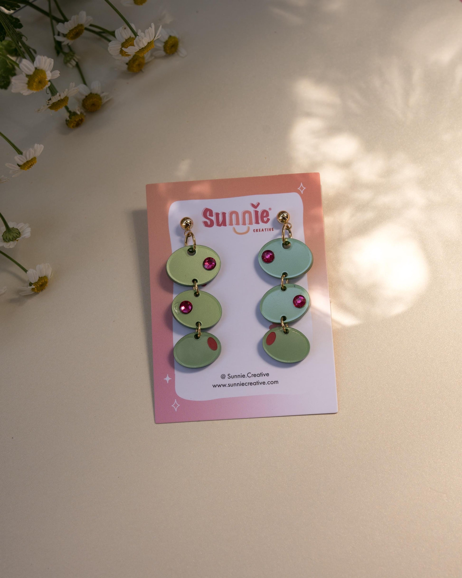 Olive Earrings//Statement Earring//Acrylic Earring//Summer Earrings//Summer Vibe