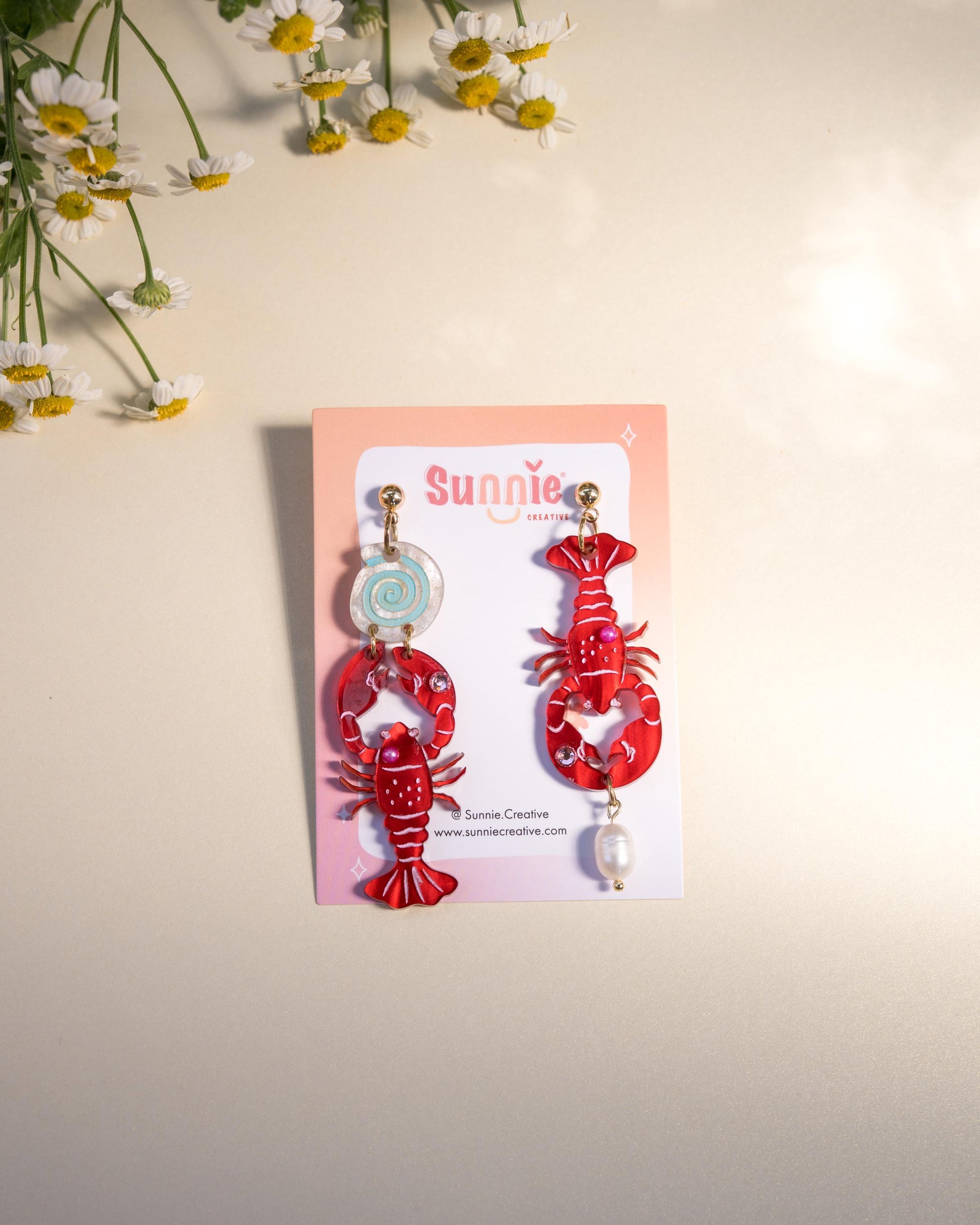 Lobster Earrings//Statement Earring//Acrylic Earring//Summer Earrings//Summer Vibe