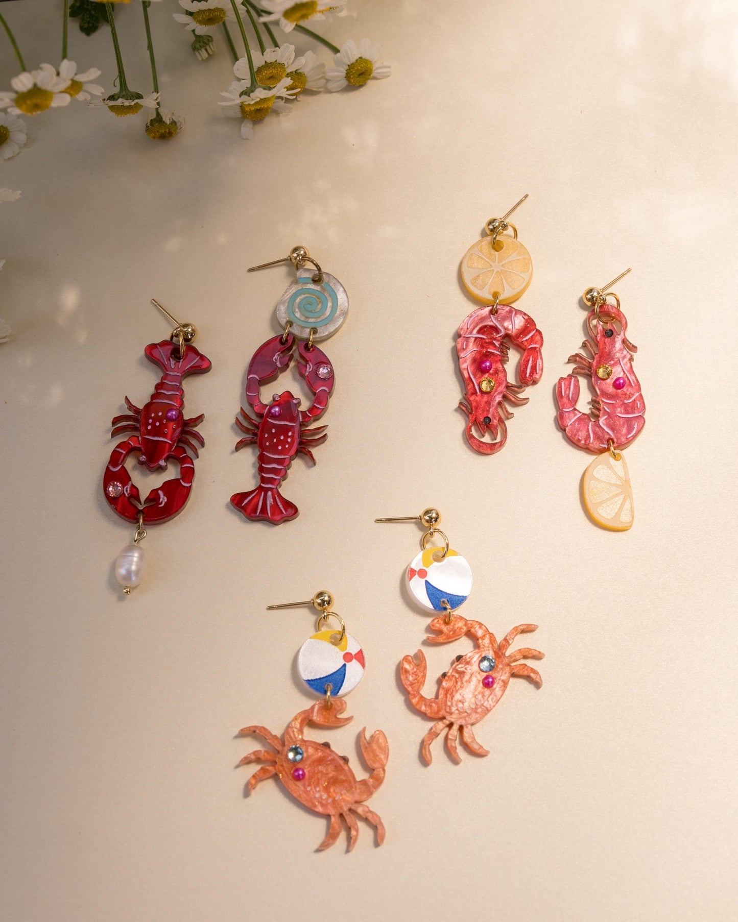Shrimp Cocktail Earrings//Statement Earring//Acrylic Earring//Summer Earrings//Summer Vibe