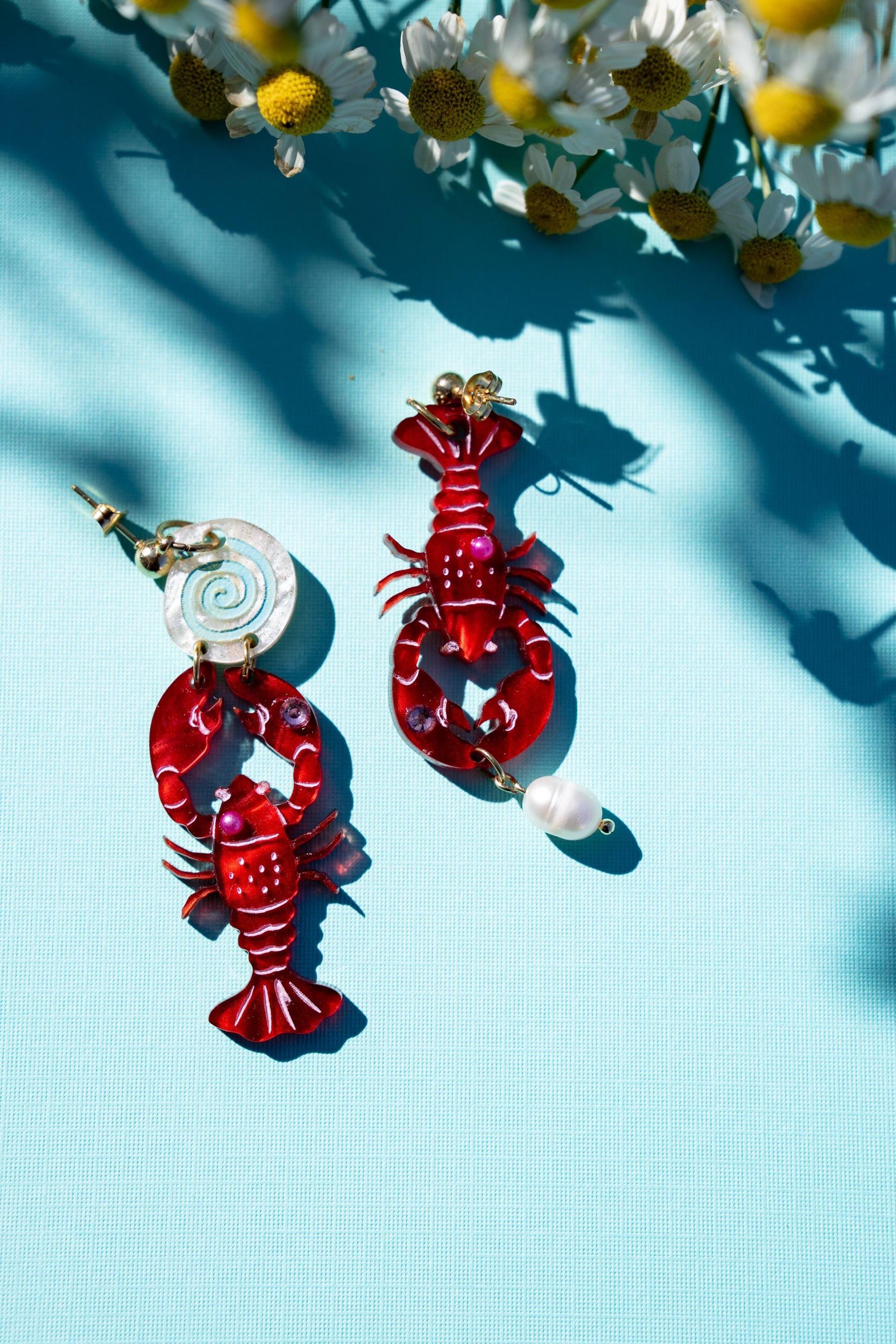 Lobster Earrings//Statement Earring//Acrylic Earring//Summer Earrings//Summer Vibe
