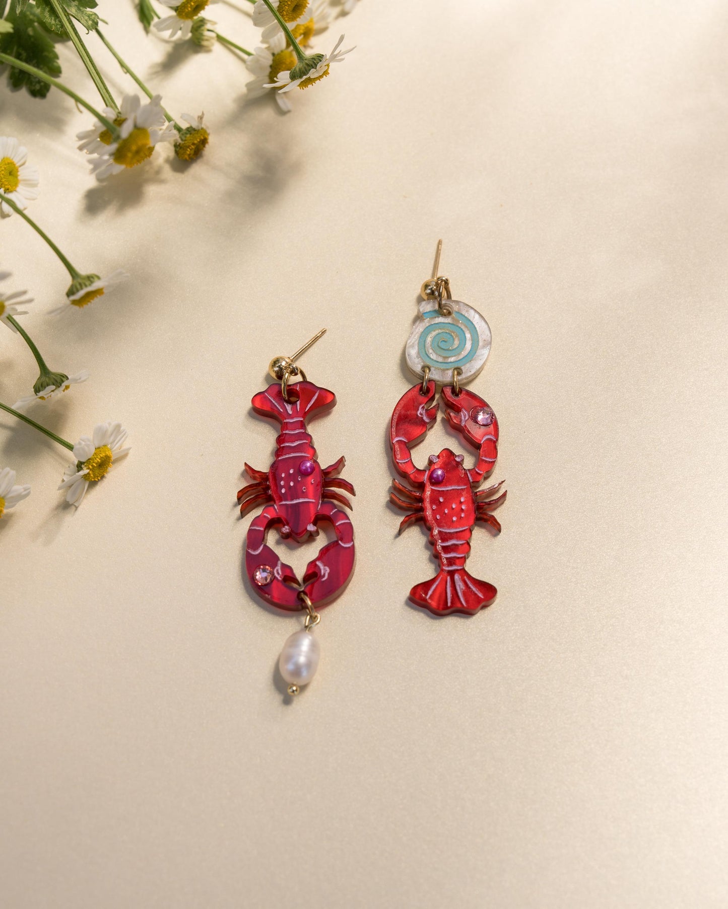 Lobster Earrings//Statement Earring//Acrylic Earring//Summer Earrings//Summer Vibe