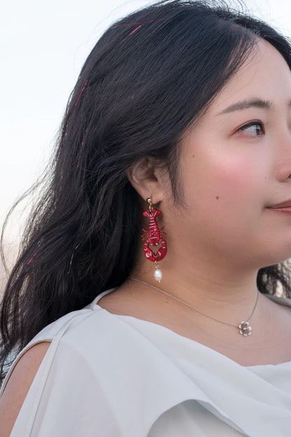 Lobster Earrings//Statement Earring//Acrylic Earring//Summer Earrings//Summer Vibe